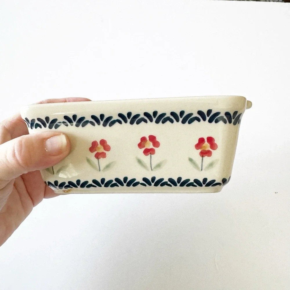 Polish Pottery Boleslawiec Hand Made Rectangle Ramekin 5.5